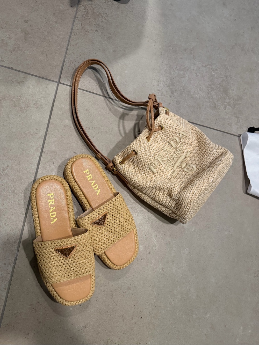 Prada Sandals & Matching Bucket Bag